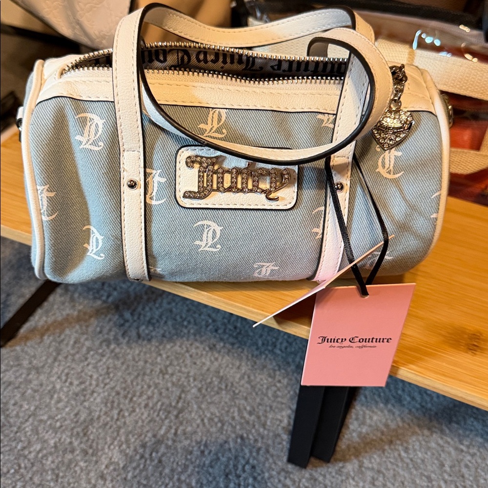 Juicy Couture Denim Mini Barrel Bag 8.5x6x3in plus juicy bracelet